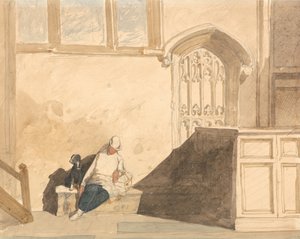 教会で眠っている使いの少年 作： John Sell Cotman